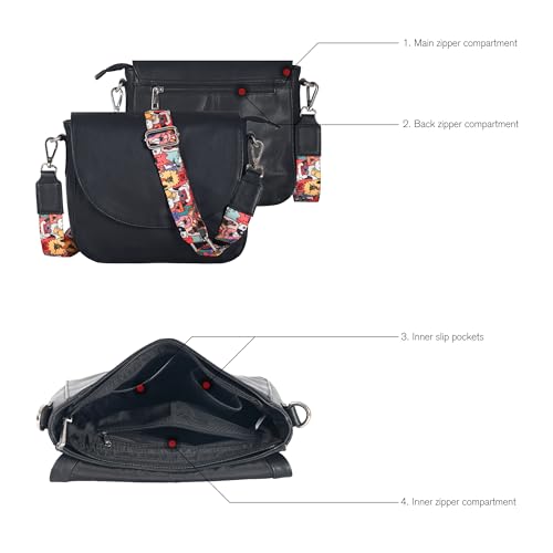 Image of Genuine Leather Shoulder Crossbody Purse For Women with Adjustable Strap, Mobile Pocket & Outside & Inside Zipper