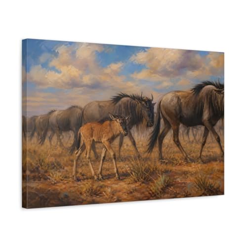 Tableau gnou réaliste pour salon | Toile décorative xl 60x40 cm