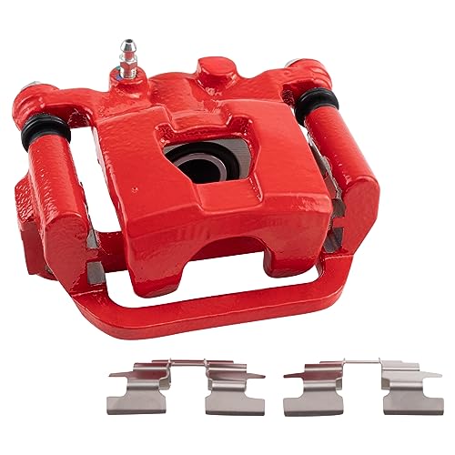 Image of TRQ Rear Right Brake Caliper w /Bracket Performance Red Passenger Side