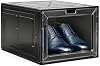Paquete de 1 caja negra para zapatillas con puerta frontal abatible y cierre magnético, organizador apilable para clóset o habitación, admite hasta talla 13 – 13.5 x 10.55 x 7.5 pulgadas 2