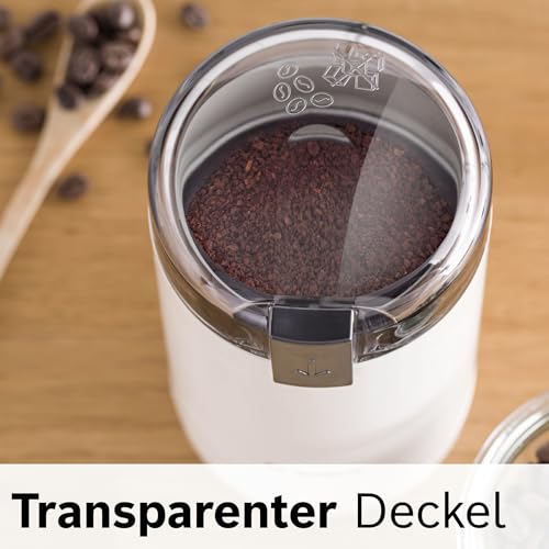 Foto von Bosch Kaffeemühle TSM6A011W, Edelstahl-Schlagmesser, Sicherheitsfunktion, 180 W, 75g Bohnenbehälter, elektrisch, weiß
