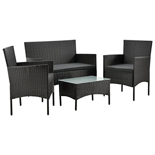 Gartenmöbel Juskys Polyrattan Sitzgruppe Fort Myers für 4 Personen