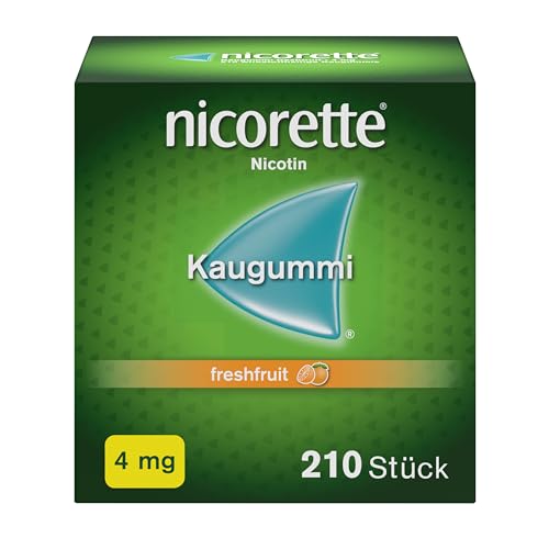NICORETTE Kaugummi 4mg freshfruit Nikotinkaugummi zur Raucherentwöhnung Fruchtgeschmack 4mg Nikotin Rauchen aufhören - 210 St.
