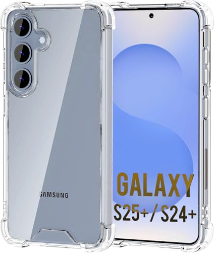 KIOMY Clear Case with Air Bag Bumper Corners for Samsung Galaxy S25 Plus / S24 Plus, Shockproof Protective Cover Hard PC Back + Flexible TPU Raised Bezel Hybrid Design Slim Fit for Samsung S25+ & S24+