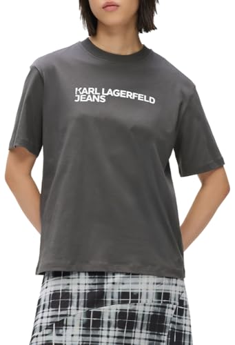 Karl Lagerfeld Jeans, Women's, Short Sleeve Essential Logo tee, Regular Fit Camiseta, Gris, M Mujeres
