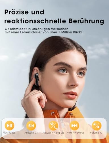 ZZU Bluetooth Kopfhörer,In Ear Kopfhörer Kabellos Bluetooth 5.3 mit HiFi Stereo,4 ENC Noise Cancelling Mic 48 std Spielzeit LED-Anzeige,IPX7 Ohrhörer mit AI für iPhone Android Arbeit und Studium – Bild 8