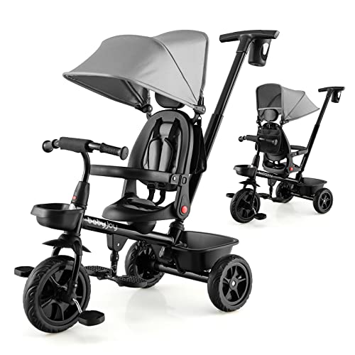 Great Features Of BABY JOY Tricycle, 4 in 1 Toddler Bike W/Removable Push Handle, Reversible Seat, F...