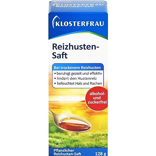 Klosterfrau Reizhusten-Saft/Natürlich lindernder & befeuchtender Hustensaft mit Isländisch Moos gegen trockenen Reizhusten, 128 g, 134480