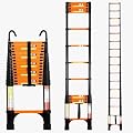 BOWEITI 15.5FT Telescoping Ladder, Portable Aluminum Extension Ladder w/Stabilizers, Lightweight Compact Telescopic Ladder 330lbs Capacity, Extension Ladder for Home, Outdoor (15.5FT,Orange)