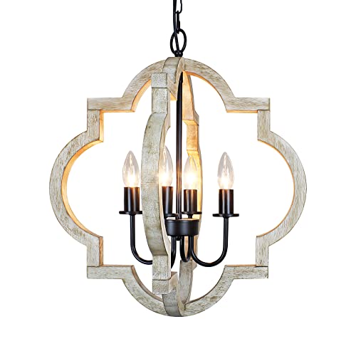 Rviezza 19.49'' Farmhouse Orb Chandelier, 4-Light Rustic Dining Room Light Fixture, Farmhouse Light...