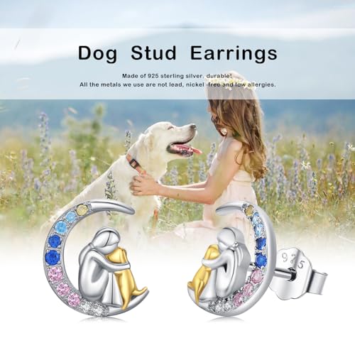 Image of 925 Sterling Silver Dog Earrings Cute Animal Puppy Stud Earrings Dog Jewelry Gifts for Women Girls Pet Lover Hypoallergenic Earrings for Sensitive Ears