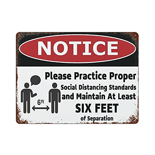 �A���~�Ŕ� Please Practice Proper Social Distancing Standard 30.5 cmx40.6 cm �p�[�\�i���C�Y ���^�� �u���L�Ŕ� �r���e�[�W �|�X�^�[ ���g�� �E�H�[���A�[�g �m�x���e�B �X�g���[�g�T�C�� 