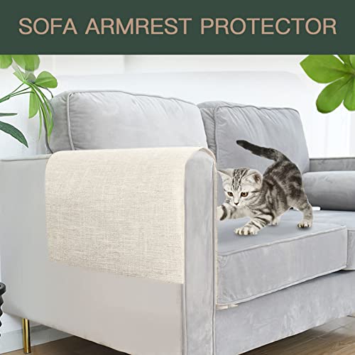 Joywell Thick Linen Armrest Protector Cover For Recliner Anti-Slip Armchair Slipcover For Living Room Couch Loveseat Sofa Arm Protector For Pets, Cats, Set Of 2, Champagne #TOP4