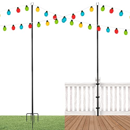 Florecord 2 Pack Heavy Duty 10Ft Adjustable Outdoor Metal String Light Poles Lighting Stand To Hang Led Lights For Outside, Backyard Accessories, Garden, Wedding, Party #TOP29
