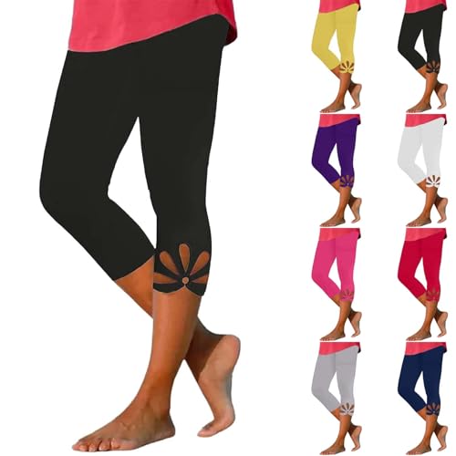 Amazon Warehouse Sale-Clearance Spring The Deals High Waist Capri Capries Legging Capri High Waisted Leggings for Women Workout Pants with Pockets with Pockets for Women Black Large