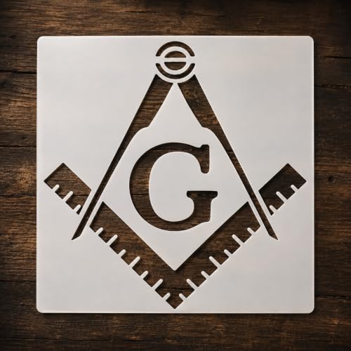 Masonic Freemason Mason Stencil Template - Reusable Stencils for Painting on Wood, Glass, Wall, Rock, Walls, Canvas, Glassware, Spray Painting, Airbrushing (4 x 4)