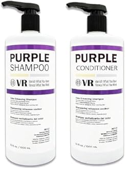 Purple Shampoo and Conditioner for Blonde, Silver, and Gray Highlighted Hair - Lightening, Color-Safe, Paraben-Free, Cruelty-Free, Sulfate-Free (32 fl/oz, DUO)