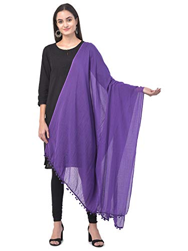 Women's Cotton Plain Dupatta Purple Large Long Lightweight Shawl Fashion Scarves