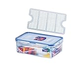 Stapelbar LocknLock PP Classic Vorratsdose mit Gitter, 1 L, 205 x 134 x 69 mm, 100 % luft- und wasserdicht, Cleveres Verschluss-System, Frischhaltedose für Kühlschrank & Gefrierfach