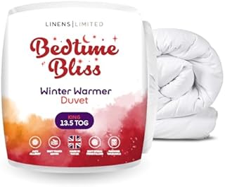 Linens Limited - King Size Duvet 15 Tog, Bedtime Bliss, Winter Warmer Quilt, Soft and Comfy, Hollowfibre, Machine Washable (White)