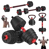 VEKENSEE Kit de Pesas y Mancuernas Regulables, con Barra Adicional para Ejercicio en Casa Multi Usos, Set de Mancuernas...