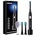 Spazzolino Elettrico, HOMSCAM Spazzolino con 5 Modalità, 3 Testine, Spazzolini Elettrici Ricarica 4 Ore per 30 Giorni, Impermeabile IPX7, Nero
