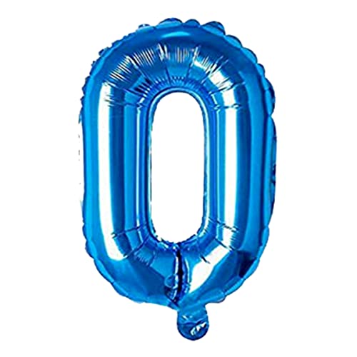 Image of Blue 32 Inches 0 Numbers Shape Large Big Foil Helium Balloons For Party Decorations In Happy Birthday Anniversary Office Items Materials Set Pack, 1 Piece