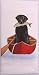 Black Labrador with Fish in Canoe Printed Flour Sack Dish Towel