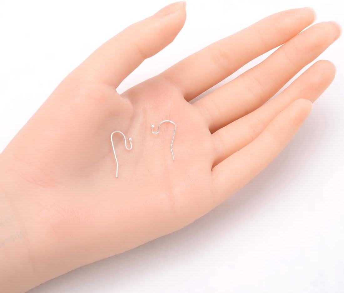 Adabele 50pcs Hypoallergenic Ball End Fish Earring Hooks 20mm Sterling Silver Plated Brass Ear Wire for DIY Craft Earrings Jewelry Making CF206-S - Image 5