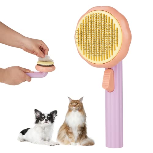 Fasiphe Brosse de toilettage autonettoyante pour poils longs et courts, enlève les enchevêtrements de sous-couche et de saleté, en acier inoxydable Cover