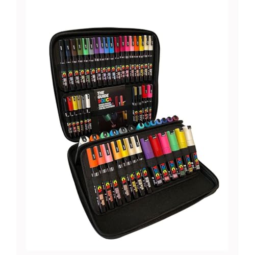 Marqueurs permanents à base d'eau Posca : coffret premium de 54 pièces avec mallette - 2