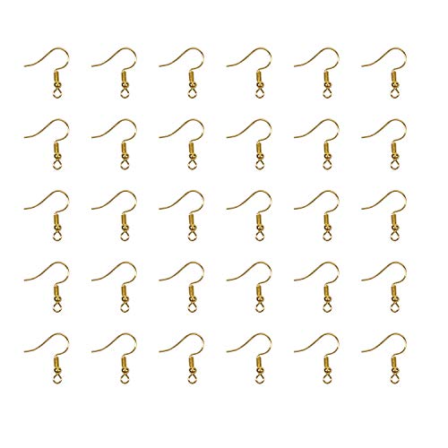 TOAOB 100pcs Golden Earring Hooks Hypo Allergenic French Ear Wires with Ball and Coil 18mm Fish Hook Earrings Making Supplies Jewelry Findings