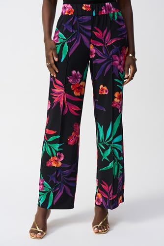 Women's Silky Knit Tropical Print Wide-Leg Pants2