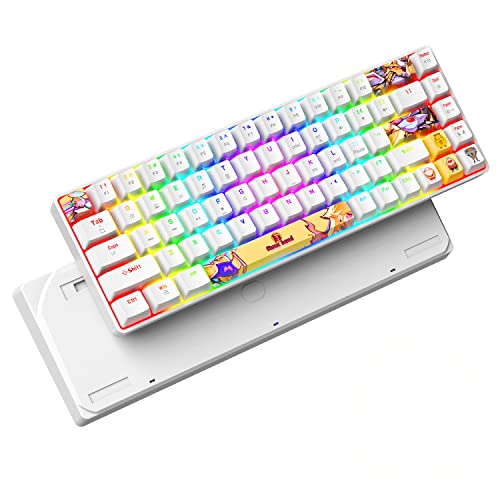 Portátil 60% Mecánico Keyboard 18 Chroma RGB retroiluminado Mini Compacto 68 Teclas Dye Sublimación Anime PBT Teclado con Llaves llenas Llaves Anti-Ghosting Compatible con PS4, PS5, Xbox, PC Cover