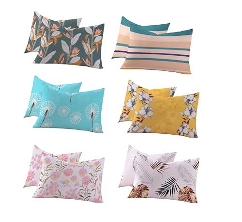 Image of RD TREND 210 TC Premium Glace Cotton Assorted King Size Printed Floral Design Pillow Cover -18 inchX28 inch Inches,(Pack of 6) of Any 12 Pieces Color Multi-6