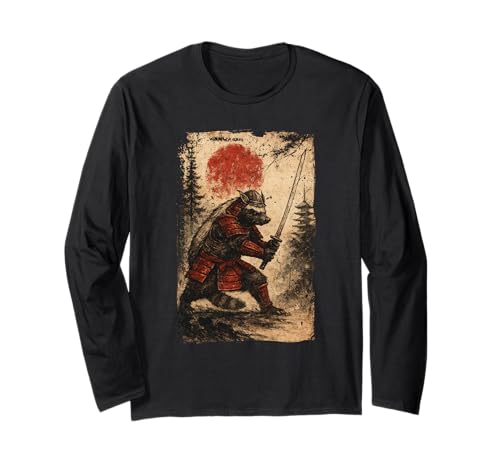 Samurai Warrior Honey Badger Japanese Vintage Graphic Humor ����T�V���c