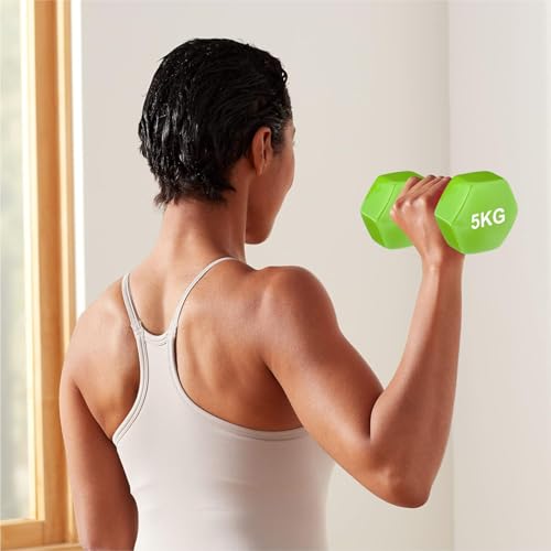 Image of amazon basics Vinyl Fixed Dumbbell Pair, 2 x 5Kg, Green