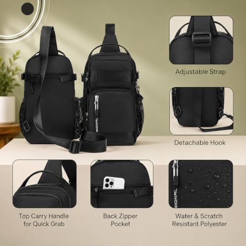 Image of Sling Bag for Men & Women- Crossbody Sling Bag for Travel, Cycling & Hiking | Waterproof Shoulder Bag with Compartment and Zipper Pockets