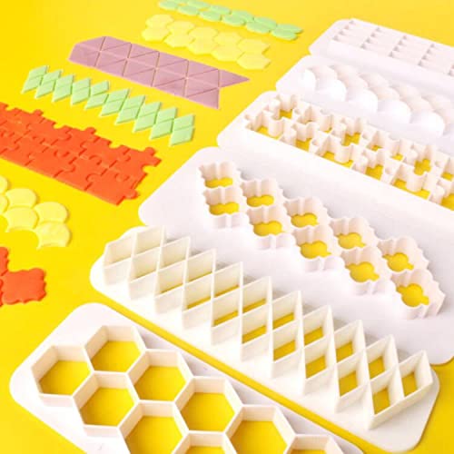 12 Pcs Cake Fondant Cutter, Fish Scale Fondant Cutters 4 Size Geometric Biscuit Cutters Cake Decorating Cookie Cutter Cake Border Decorating Tool For Square & Hexagon Cookie Cutters #TOP3