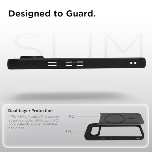 Image of RIGGEAR Shockproof Sleek Hybrid Armor Magnetic Back Cover Case Compatible with MagSafe Accessories for Google Pixel 9 Pro (Smoke Black Matte PC + Black TPU Bumper)