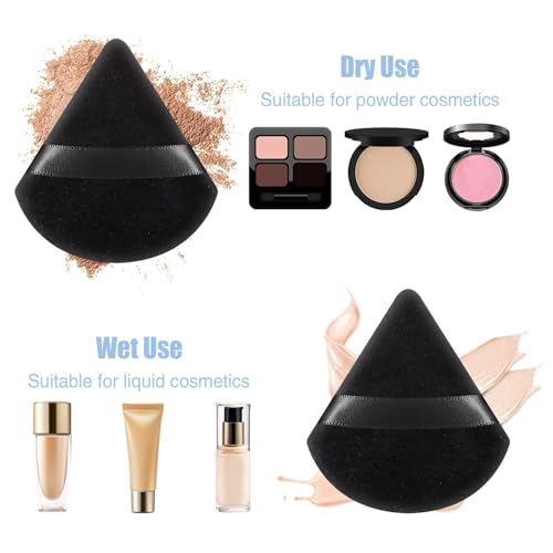 Image of SUNISA Makeup Sponge Set Beauty Blender with Egg Case, Soft Sponge Liquid Foundation, Creams, (Multicolor 4 Big + 3 Mini -7 Pcs set) with 2 Pcs Makeup Puff Triangle Powder Puff(BLACK) (TRAINGLE)