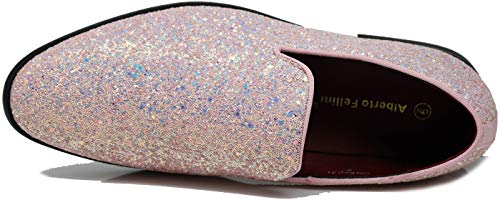 Image of SPK04 Men's Vintage Glitter Dress Loafers Slip On Shoes Classic Tuxedo Dress Shoes