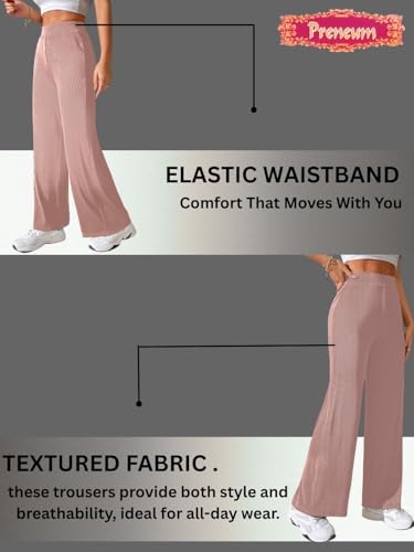 Image of Prenuem Women's High Waist Flared Korean Trousers, Trendy Casual Wear for Daily & Travel Use (Available in Plus Size)