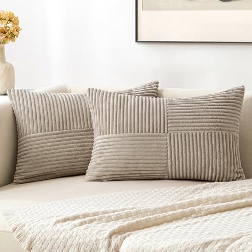 Image of MIULEE Taupe Decorative Lumbar Throw Pillow Covers 12x20 Inch 2 Pack