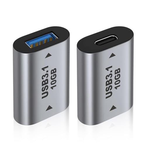 Lumitrex 2 Piezas Adaptador USB a USB C Hembra 10 Gbps Adaptador USB 3.1 a Tipo C Conector Adaptador USBC a USB Soporta Transmisión de Datos y Carga de Alta Velocidad de Ordenador