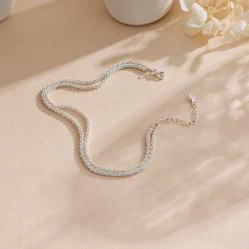 Image of Robaice Ankle Bracelets for Women, Glitter Waterproof Adjustable Anklet for Women, 14K Gold Plated /Sterling Silver Layered Anklets, Summer Beach Anklet Jewelry for Women Gift