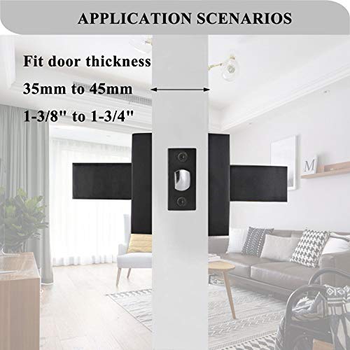 Monkemon Passage Door Handle, Matte Black Closet Passage Door Handle, Passage Lever Interior Door Handle Black, Black Passage Door Knobs Reversible For Right & Left Side, 4 Pack #TOP5