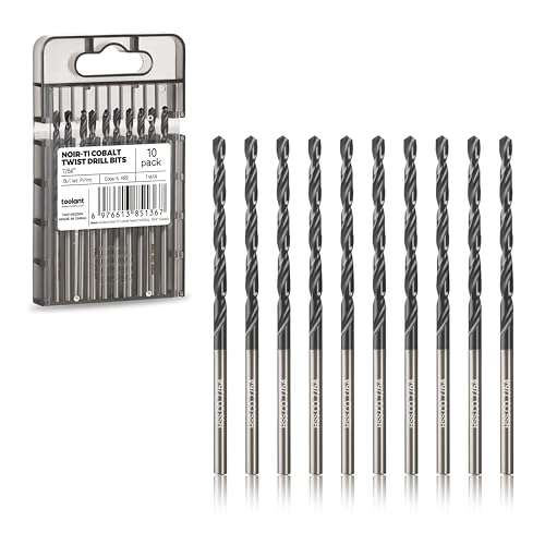 toolant 7/64" Cobalt Drill Bit Set(Pro) Titanium Aluminum Nitride Coated (TiAlN), 10-Piece Bulk
