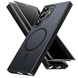 Tivkofk Magnetische Schutzhülle für Samsung Galaxy S22 Ultra 5G, mit 2 Displayschutzfolien, [Kompatibel mit Magsafe], durchscheinende, matte Rückseite, stoßfest, Anti-Fingerabdruck, 17,3 cm, Schwarz