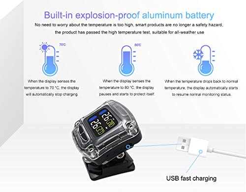 ALUNAR Wireless TPMS Motorbike Auto Tire Alarm Motorcycle Tire Pressure Monitoring System Super Waterproof Sun Protection Autocycle Tool CAREUD LCD Display with 2 Sensors for Two-wheeled Motor Bicycle